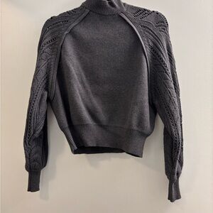 Zara Charcoal Turtleneck Sweater with Knit Sleeves